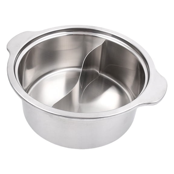 USHOBE Non-Stick Yan Yang Hot Pot Plated Silver Stainless Steel for Home Use 1Pc