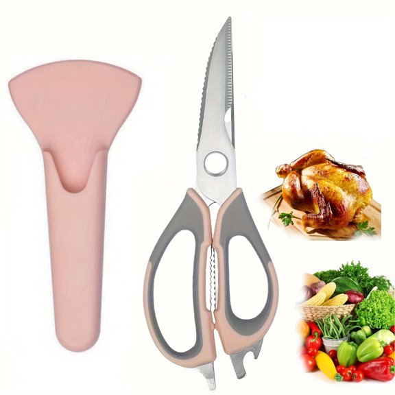 1pc, Kitchen Scissors, Kitchen Shears, Heavy Duty Food Scissors, Dishwasher Safe, Meat Scissors, Poultry Shears, Stainless Steel Sharp Cooking Scissors For Chicken Fish Vegetable, Kitchen Stuff