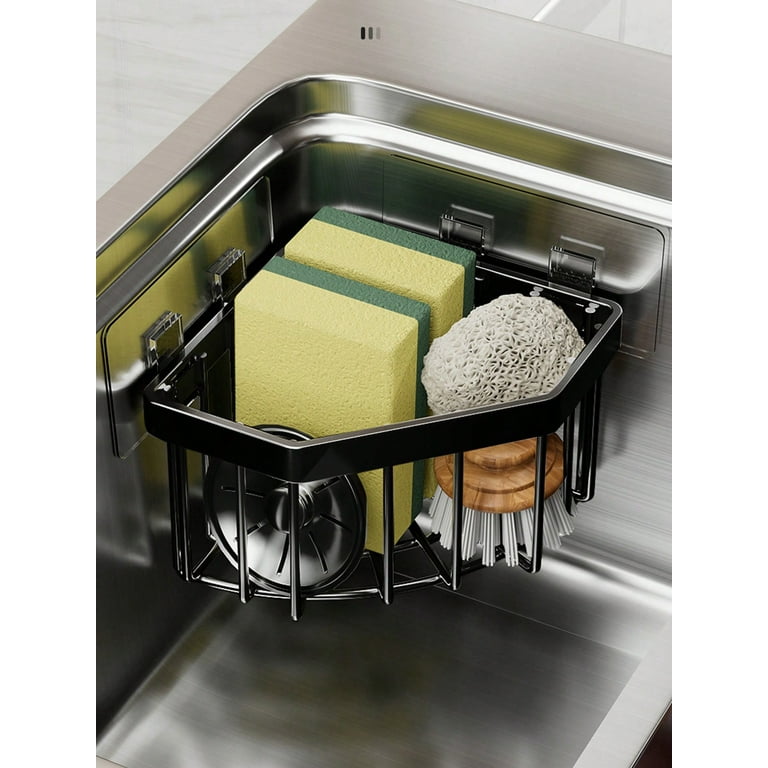 1pc Kitchen Sink Corner Sponge Storage Basket With Drainage Drying Rack Walmart