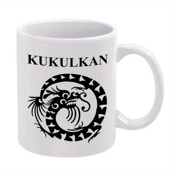 1pc Kukulkan Swirl Coffee Mug 11oz Ceramic Cup Black with White Inscription Hand Wash Only Reusable Drinkware Christmas New Year Gifts Multipurpose Use Coffee Bar Accessories