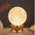 thumbnail image 1 of 1pc LED 3D Moon Lamp, Moon-Shaped Night Light With Stand, Decorative Ambient Table Light For Kids Friends Lover Birthday Christmas Gifts, 1 of 5