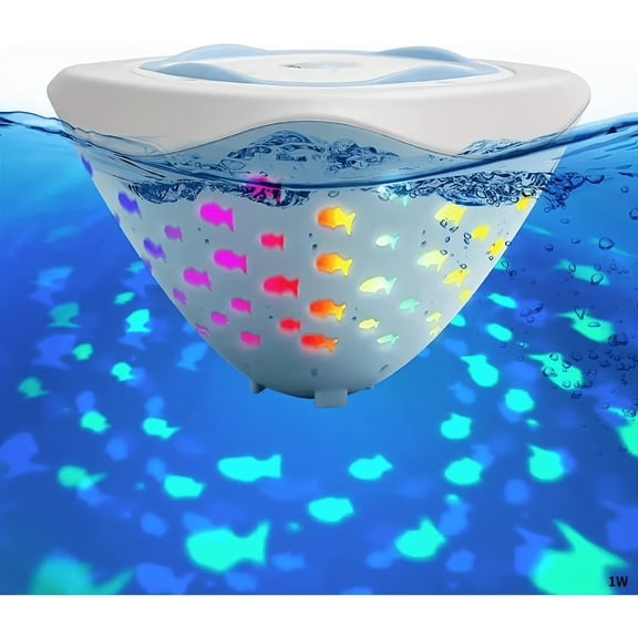 1pc, LED Bath Light, Swimming Pool Light with Floating Fish Projection, Multi-Color Fountain Underwater Light, Pool Pond Disco Light, Bathtub Fun