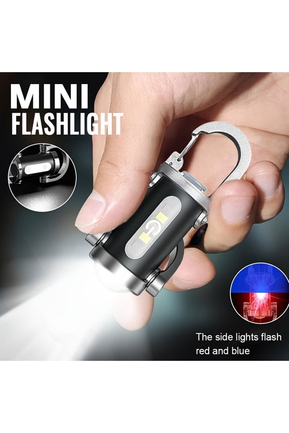 1pc LED Flashlights Keychain Light,USB Rechargeable Mini Torch Outdoor Camping Working Lamp for Hiking,Reading,Fishing,with Portable Hook Design Emergency Lantern