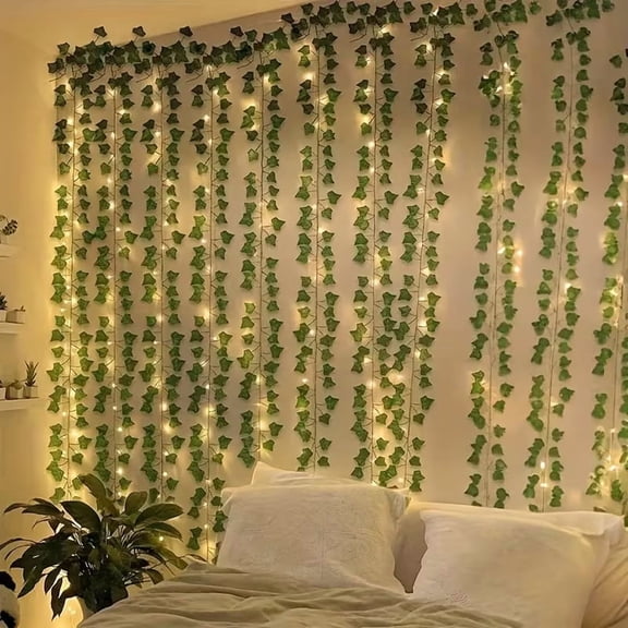 1pc LED Ivy Leaf String Lights - Artificial Garland for Home, Wedding, Christmas, Halloween, and Garden Decor