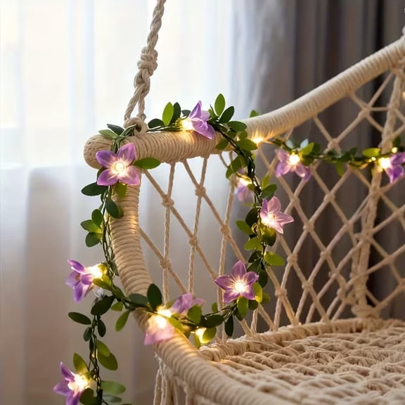1pc LED Lily Flower String Lights - Suitable for Halloween, Christmas, Office, Bedroom, Wedding, Birthday Party, Home Atmosphere Decoration, Spring Holiday, Indoor Yard Decorative Lights