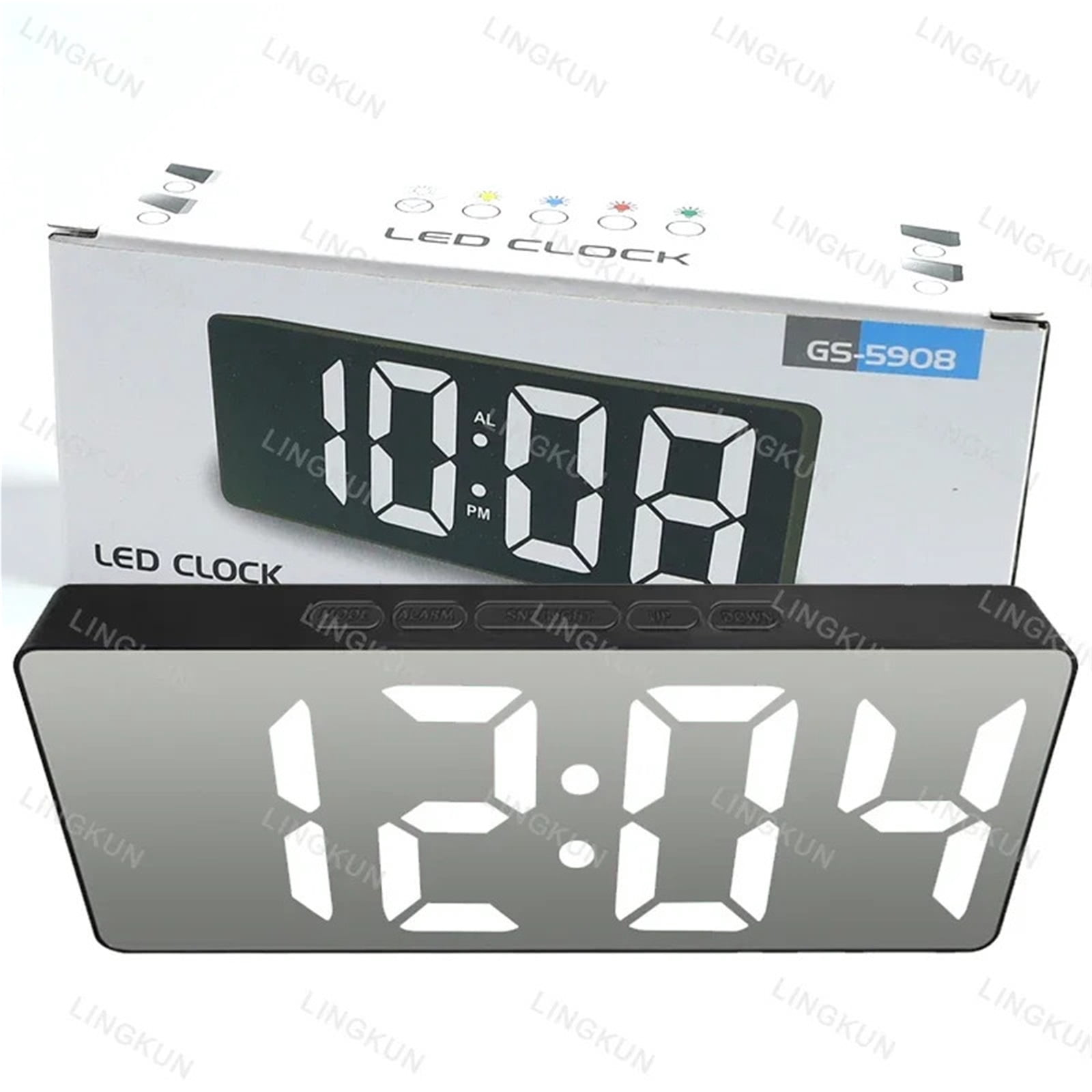 1pc LED Mirror Digital Clock Bedroom Office Travel Electronic Table ...