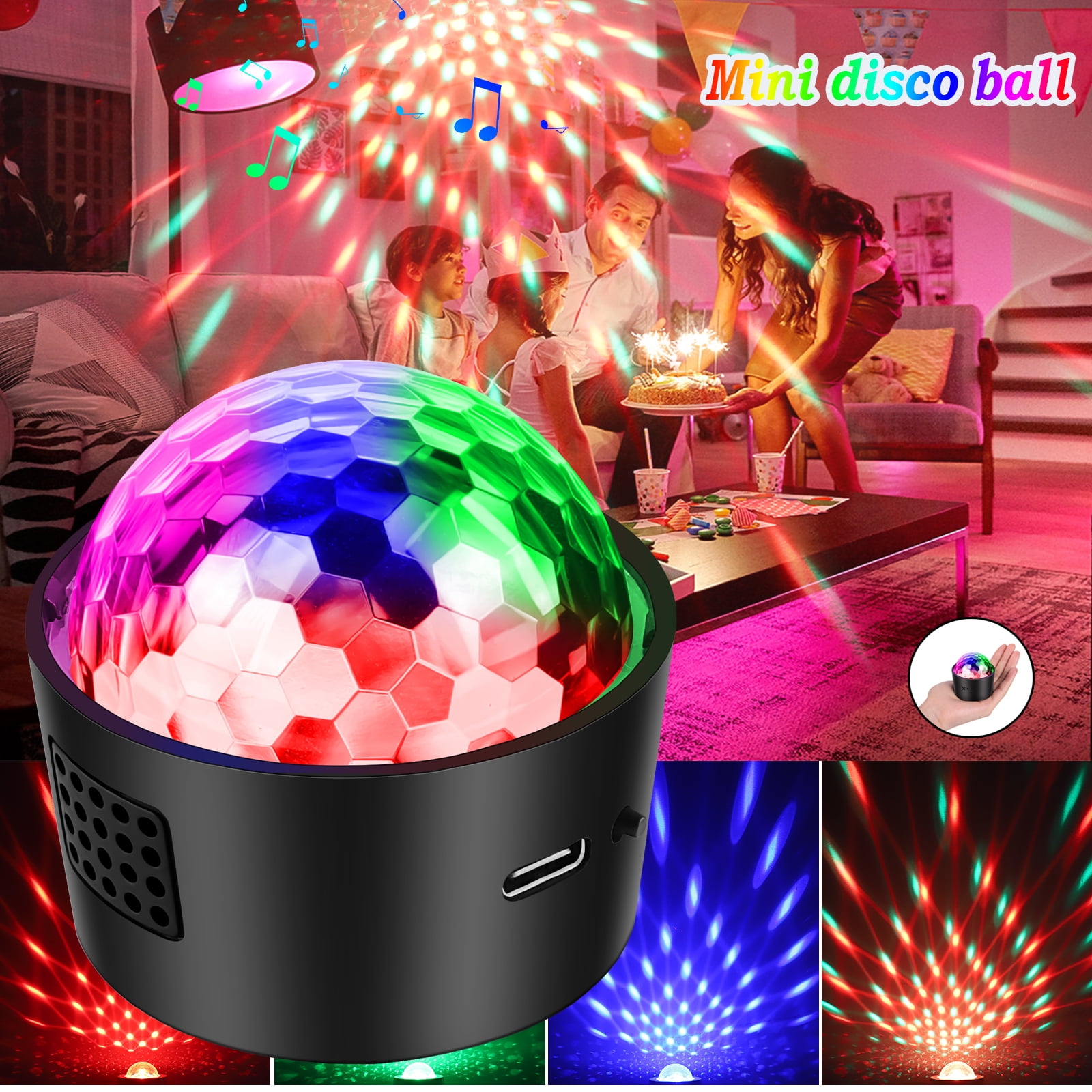 1pc LED Party Lights Diaco Lights,Portable Car USB Charging RGB DJ