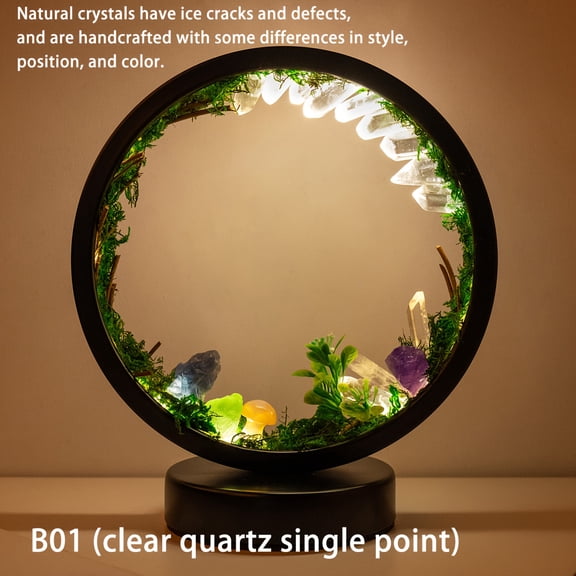 1pc LED Rechargeable Bedside Lamp Natural Quartz Forest Nightlight Bedroom Desk Network Circle Decorative Light
