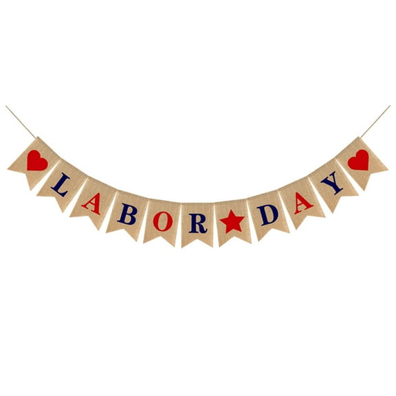 1pc Labor Day Linen Banner Party Decorative Garland Party Supplies Home Decor