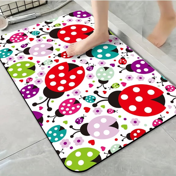 1pc Ladybug Bathroom Rug Bathroom Decor and Accessories- Durable,Anti Slip,And Quick Drying,Suitable For Indoor/outdoor Use - Perfect For Bathrooms,Bedrooms,Kitchens