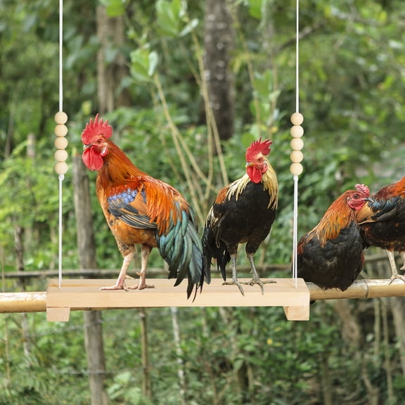 1pc Large Chicken Swing Toy & Perch Ladder - Natural Wooden Bird Swing with Rounded Edges, for Chickens, Parrots, Macaws, Roosters, Hens, Chicks - Safe Climbing perch in Coop, Poultry Run