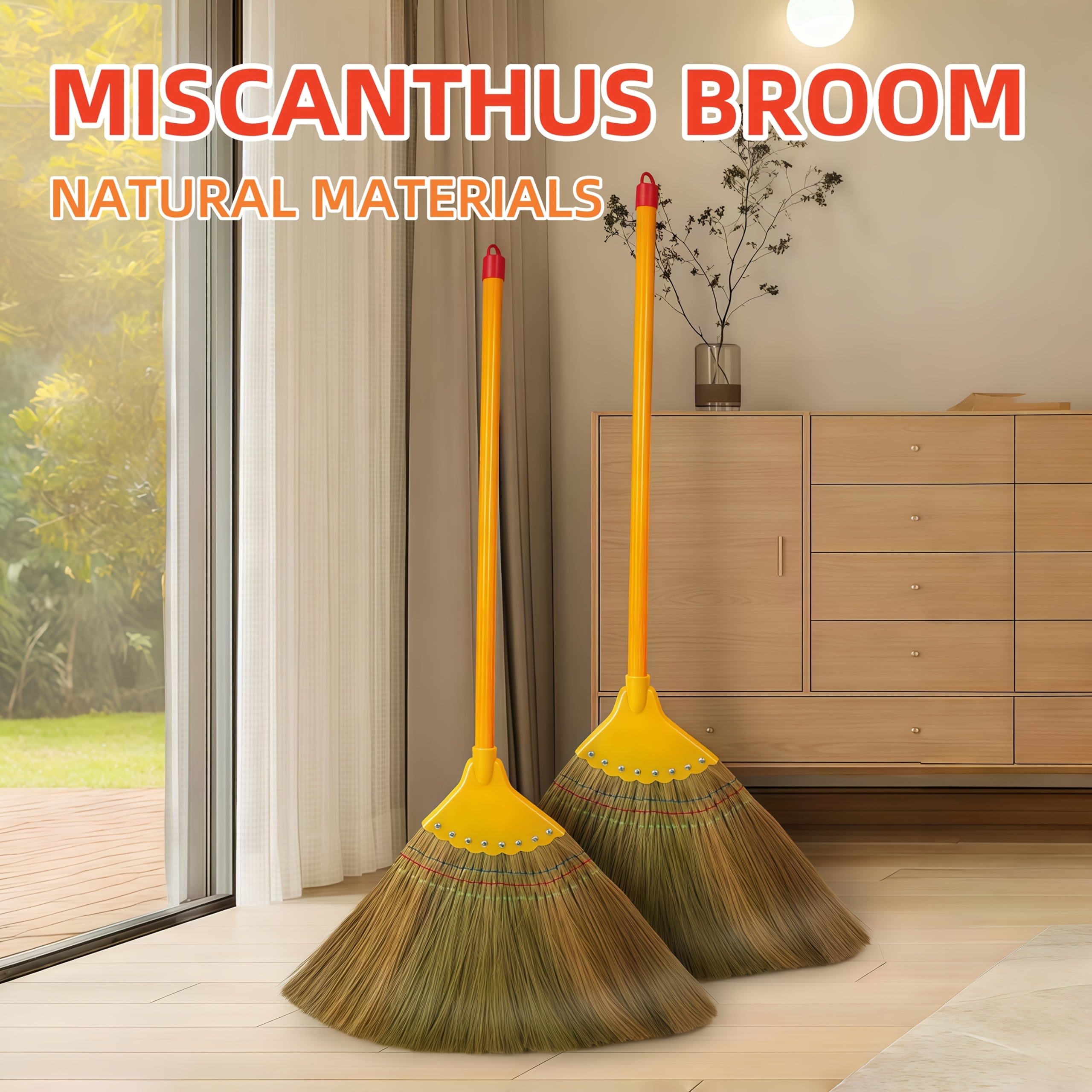 1pc Large Chinese Natural Cogon Grass Broom - Handmade Soft Bristles, Floor-Friendly  \u0026 Hair-Resistant Static-Free Broom for Hardwood Floors, Bedroom, Living  Room, Kitchen, Dorm, Patio \u0026 Outdoor Use - Walmart.com, image size:2560x2560