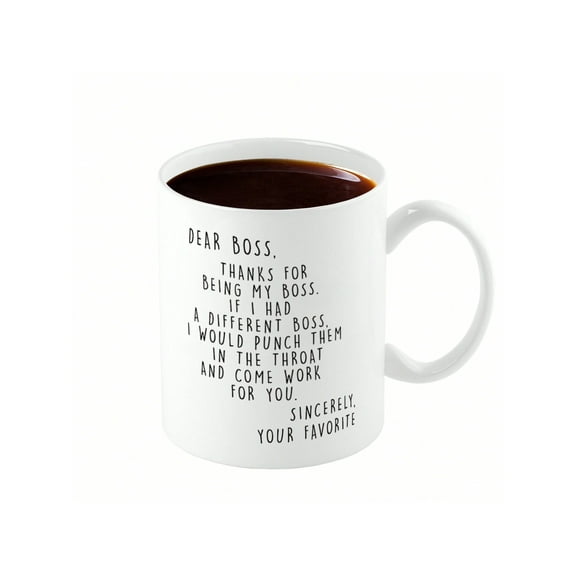 1pc, Large Coffee Cup, Water Cups, Dear Boss Mug, 11 Ounces Best Boss Mug, Boss Lady Mug, Boss Coffee Mug, Boss Mugs For Men Women, Best Boss Gifts For Men, Funny Boss Gifts