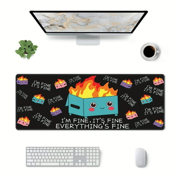 1pc Large Gaming Mouse Pad, Dumpster On Fire Mousepad, Keyboard And Mouse Pad, Gaming Mousepad For Computer Laptop Office Work