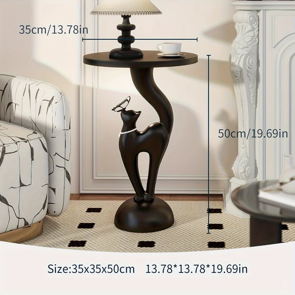 1pc Large Modern Cat Shaped Resin Coffee Table, Nordic Minimalist Floor Side Table No Assembly, Cat Lover Decor for Living Room Sofa Bedside, Christmas Gift