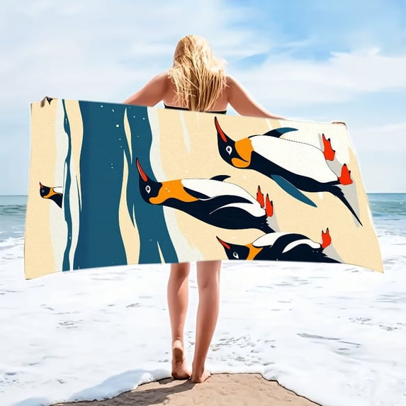 1pc Large Penguin Print Beach Towel Suitable for Beach, Pool, Travel ...