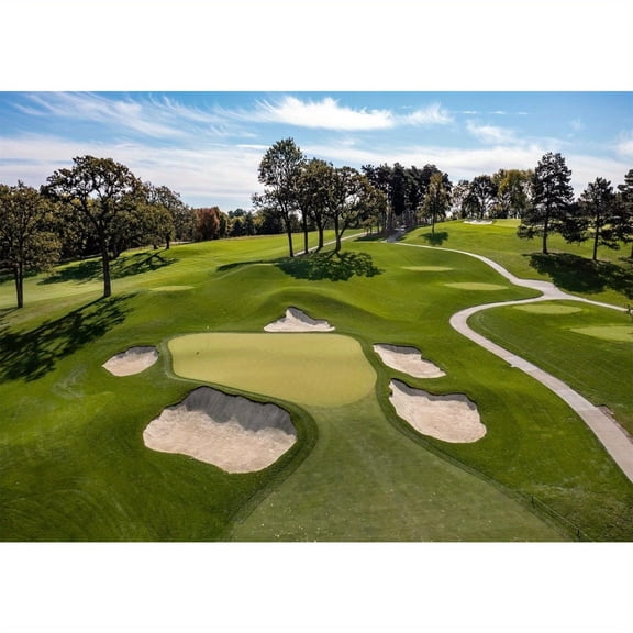 1pc Large Realistic Golf Course tapestry - Durable with Green Lawn, Sand Bunkers, Trees & Blue Sky - /Outdoor Photo Studio Background for Golf Parties, Birthdays, Weddings - Mini Golf Decor