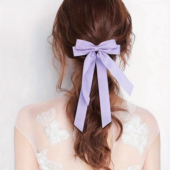 1pc Large Satin Ribbon Bow Hair Clip, Top Clip Hair Accessory for Women, Suitable for Daily Outings, Parties, and Holiday Wear