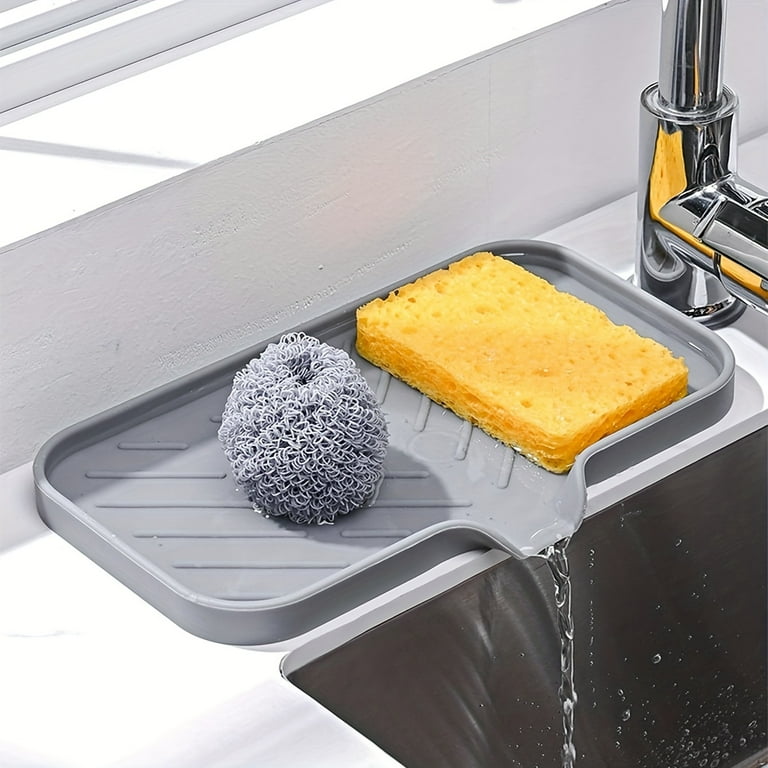 1pc Large Silicone Sponge Holder Sink Organizer Caddy Drain Storage Tray For Dish Sponge Soap Dispenser Scrubber Walmart