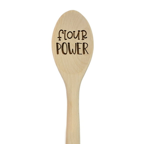 1pc Laser Engraved Wooden Mixing Spoon Flour Power Christmas Gift
