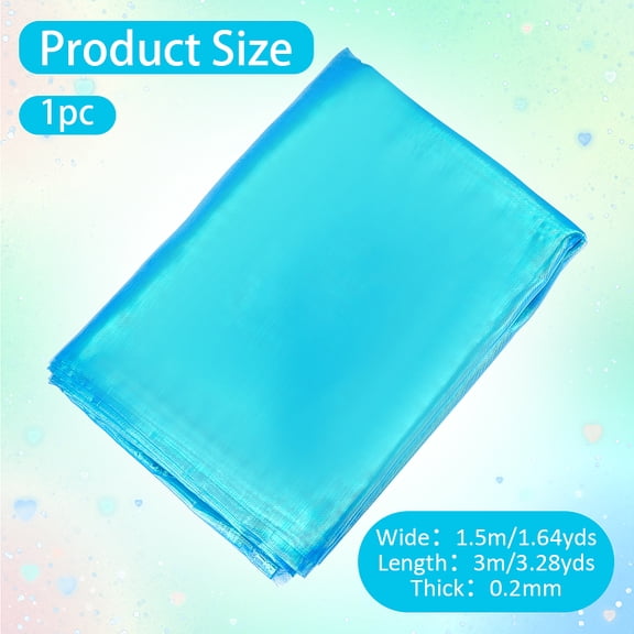1pc Laser Polyester Fabric for Dress Performance Stage Deep Sky Blue 300x150x0.02cm