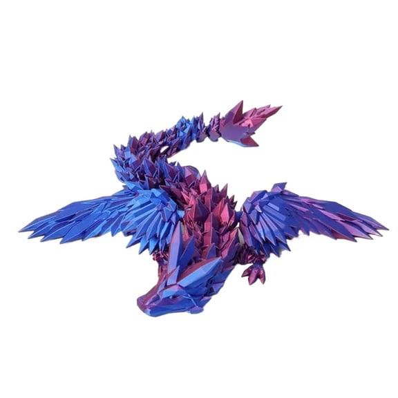 1pc Laser Purple Size :15cm 3D Printed Glow-in-the-Dark Rainbow Crystal Dragon Wings And Flying Dragon Egg Set With Articulated Joints - Creative Gift