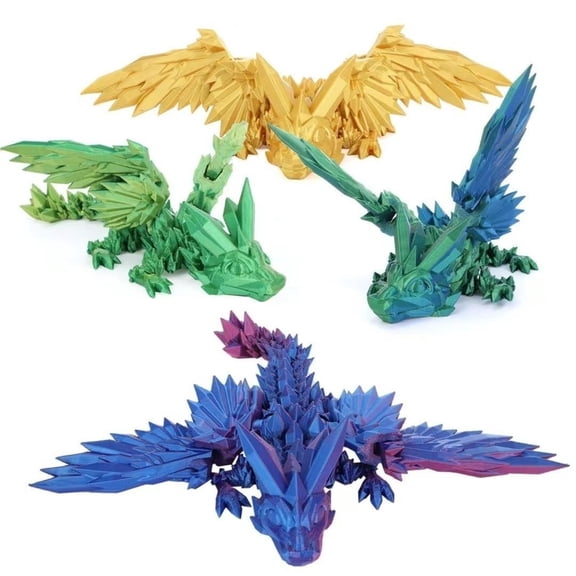1pc Laser Red Size :15cm 3D Printed Glow-in-the-Dark Rainbow Crystal Dragon Wings And Flying Dragon Egg Set With Articulated Joints - Creative Gift