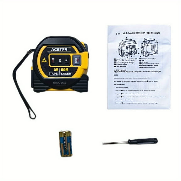 1pc Laser Tape Measure 3in 1 Digital Tape Measure High  Laser Rangefinder Steel Tape Measure, Equipped with 2AAA Batteries
