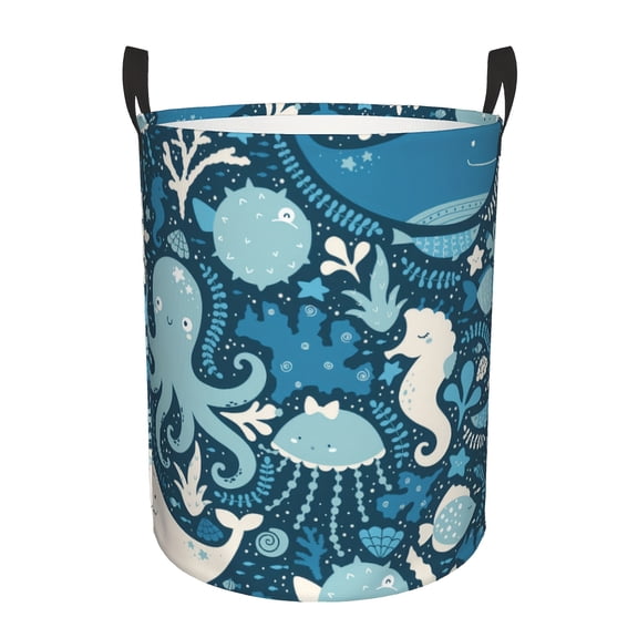 1pc Laundry Basket with Handle, Men's and Women's Printed Patterns, Durable Oxford Cloth Folding Dirty Clothes Storage Box, Large-capacity Laundry Storage Basket, Toy Storage Box