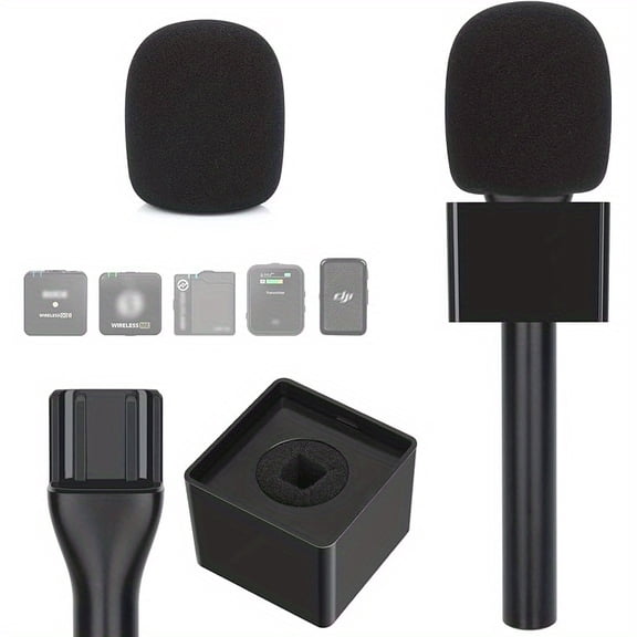 1pc Lavalier Microphone Handheld Stand for RODE Wireless GO/GO 2/ME/Pro and DJI Mic, Includes Flag and Foam Windshield