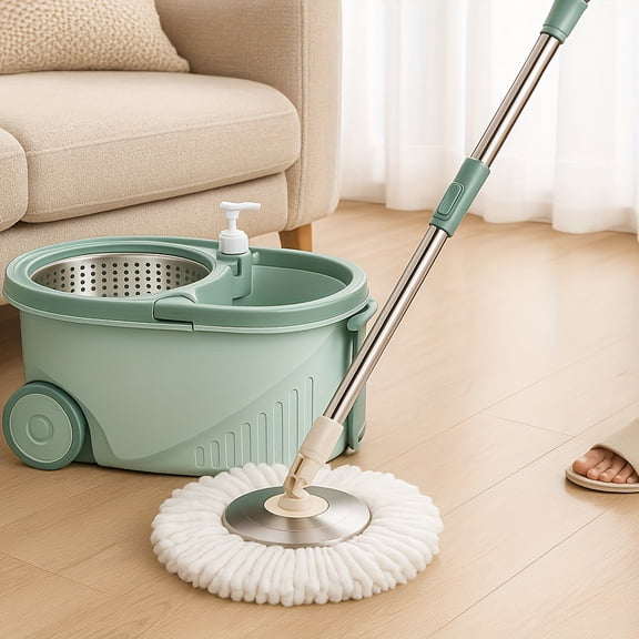 1pc Lazy Magic Mop Set - Stainless Steel Rotating Mop With Automatic Squeezing Function, Ideal For Kitchen, Bathroom, Living Room - No Electricity Required, Easy To Use Mop Bucket