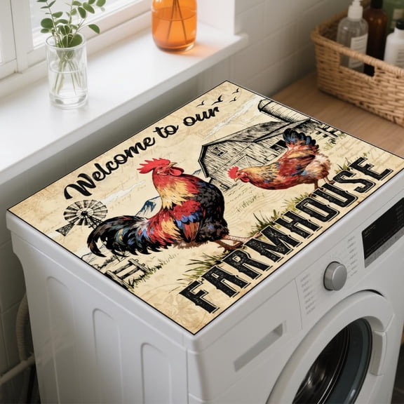 1pc Leathaire Fibre with Rubber Washing Machine Pad Rooster 600x500mm for DIY