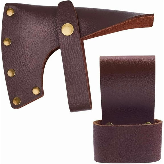 1pc Leather Axe Sheath Hatchet Cover Protector Camping Accessories Coconut Brown 110~150x73~108x10~15mm