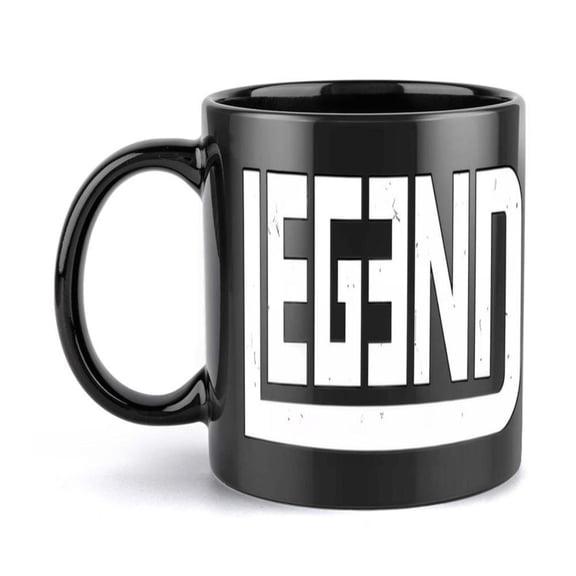 1pc Legend Distressed Ceramic Mug 11oz Black with White Text Humorous Cartoon Design Coffee Tea or Cold Drinks Ideal Birthday Holiday Coffee Bar Accessories