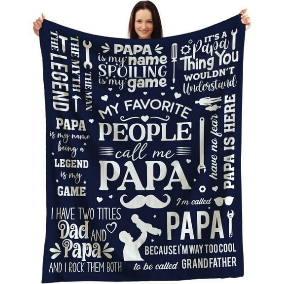 1pc Legendary Dad Embroidered Flannel Blanket – Tear-Resistant, Ultra-Soft Polyester Throw with Fun & Heartfelt Messages – All-Season Cozy Gift for Grandpa, Papa