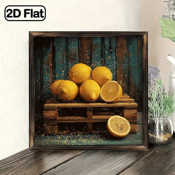 1pc Lemon Wall Art Print with Wooden Frame - Rustic Decor for Kitchen, Living Room Or Office - Perfect Gift Idea for Home And Summer Decor, Lemon Kitchen Decor, Summer Decoration, Farmhouse