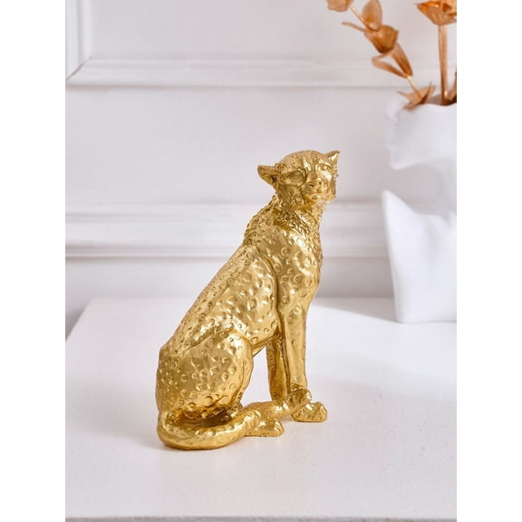 1pc Leopard Shaped Resin Desktop Ornament, Vintage Craft Decorative Figurine Suitable For Study, Foyer, Office, Hotel Best