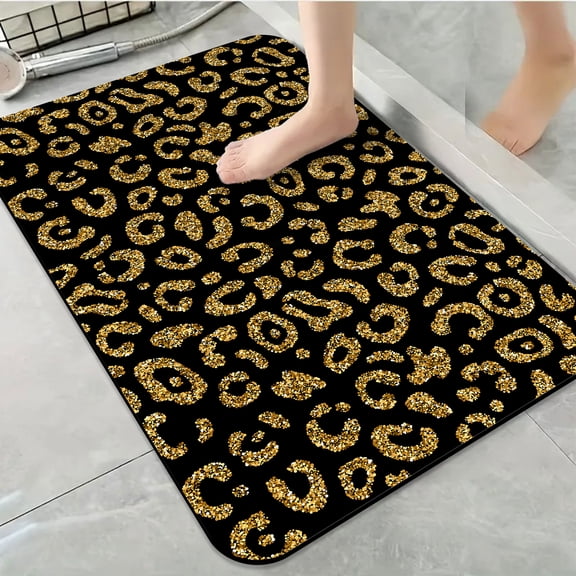 1pc Leopard Spot Pattern Bathroom Rug Bathroom Decor and Accessories- Durable,Anti Slip,And Quick Drying,Suitable For Indoor/outdoor Use - Perfect For Bathrooms,Bedrooms,Kitchens