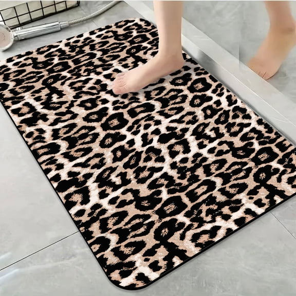 1pc Leopard print Bathroom Rug Bathroom Decor and Accessories- Durable,Anti Slip,And Quick Drying,Suitable For Indoor/outdoor Use - Perfect For Bathrooms,Bedrooms,Kitchens