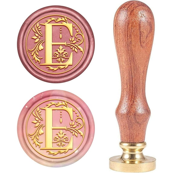 1pc Letter E Wax Seal Stamp Vintage Alphabet Initial Sealing Wax Stamps Retro 25mm Removable Brass Head with Wooden Handle for Wedding Invitations Party Envelope Thanksgiving Christmas Halloween