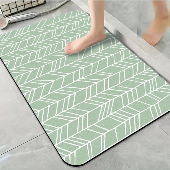 1pc Light Green Herringbone Bathroom Rug Bathroom Decor and Accessories- Durable,Anti Slip,And Quick Drying,Suitable For Indoor/outdoor Use - Perfect For Bathrooms,Bedrooms,Kitchens