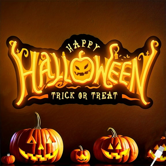 1pc, Light Happy Halloween, Trick Or Treat, UV Print Pattern, Glow-in-the-dark Wall Art, Halloween Bedroom Bar Art, INS Game Animation Studio Bar, Birthday Gift