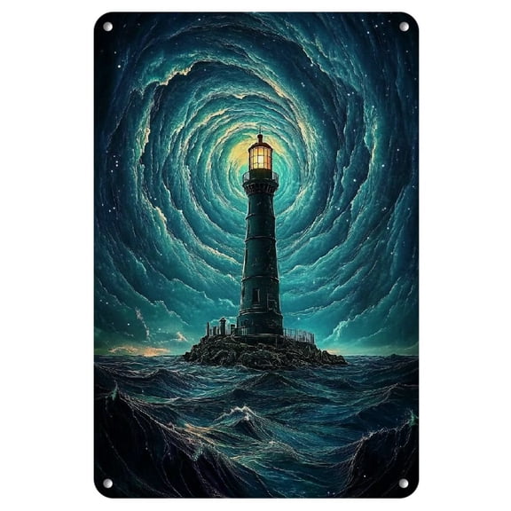 1pc, Lighthouse Art Metal Sign, 8x12inch, HD Printing, Retro Style, Iron Wall Decor, Indoor & Outdoor Use, for Living Room, Bedroom, Bathroom, Kitchen, Office, Cafe Decor
