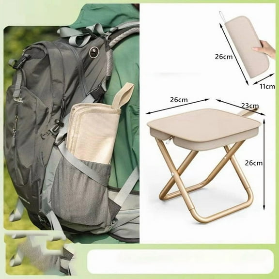 1pc Lightweight Portable Folding Chair, Iron Alloy Frame, Foldable Outdoor Picnic Camping Stool for Teens with Carry Bag