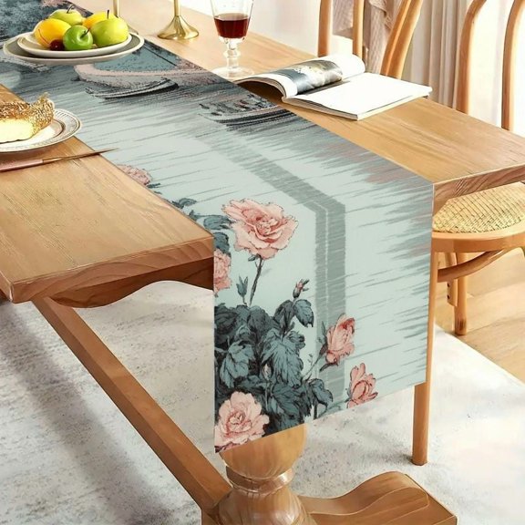 1pc Linen 100% Paris skyline Party Decoration, Gift, Holiday Decorations, Room Decor, Scene Decor Dustproof & Wipe Clean Table Runner