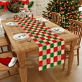 thumbnail image 1 of 1pc Linen 100% red and green gingham Party Decoration, Gift, Holiday Decorations, Room Decor, Scene Decor Dustproof & Wipe Clean Table Runner, 1 of 6