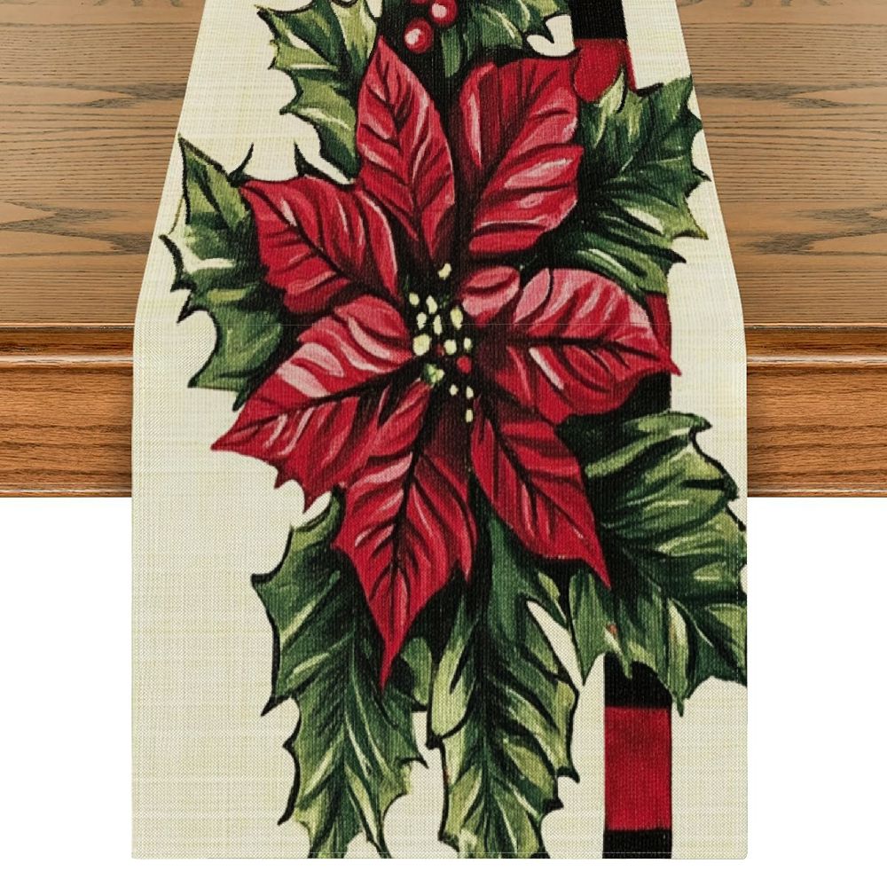 1pc Linen Dustproof & Wipe Clean Table Runner Party Decoration, Gift