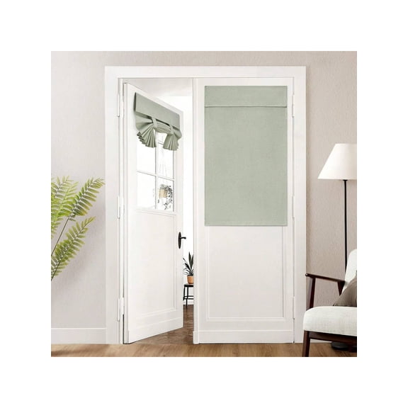 1pc Linen No Drill Hook and Loop Door Curtain Sheer Non Transparent Easy Install Remove for Rental Homes Bedroom 66 x 175cm