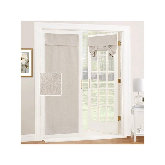 1pc Linen No Nail Hook and Loop Curtain Translucent Privacy Door Curtain Easy Install Remove for Rental Bedroom Window 66 x 175cm