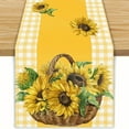 thumbnail image 1 of 1pc Linen Sunflower Table Runner Durable & Soft Linen Material, Rustic Wicker Basket Design, Perfect for Kitchen or Dining Room Table Decoration 13x72, 1 of 5